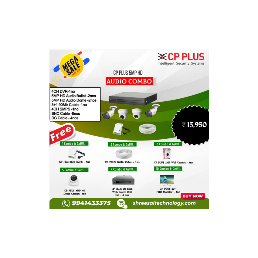 CPPLUS 5MP HD Colour Audio Bundle