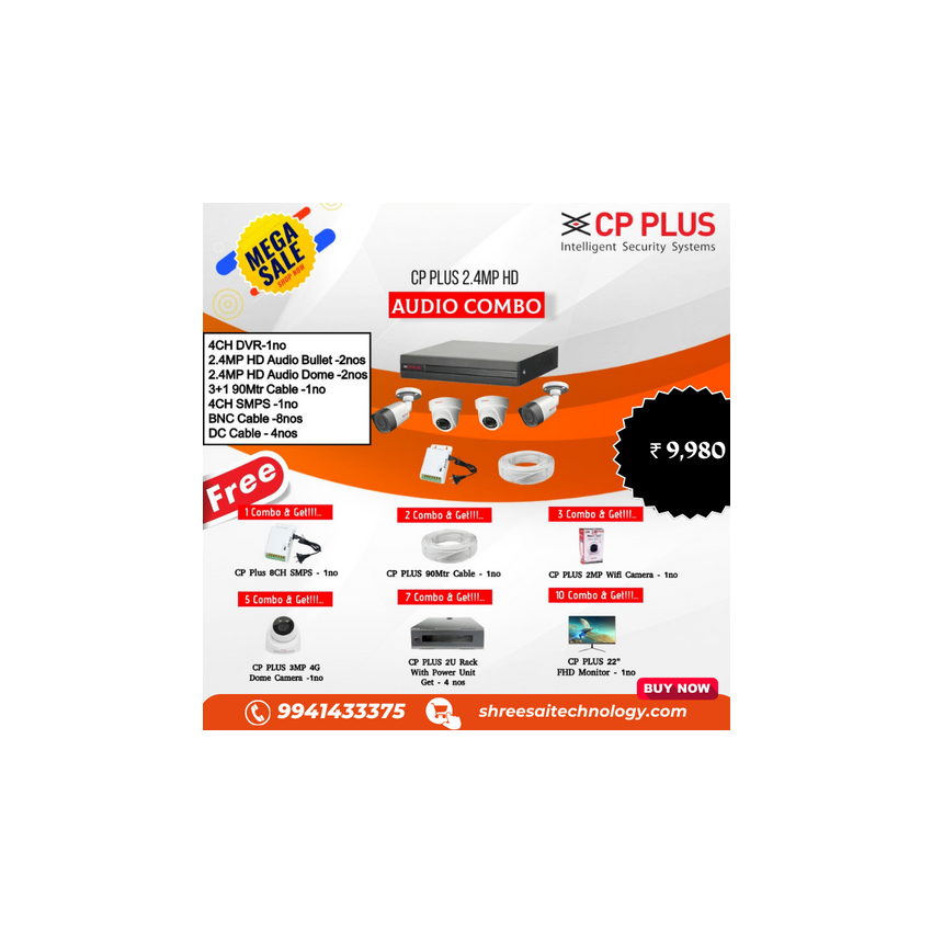CPPLUS 2.4MP HD Colour Audio Bundle