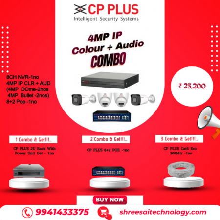 CPPLUS 4MP IP Colour Audio Bundle